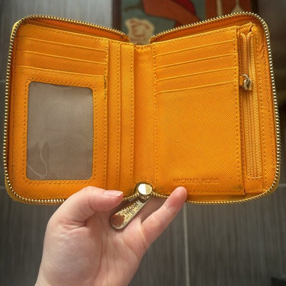 Michael Kors Tangerine Compact Small Zip Wallet - Picture 4 of 8